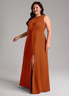 Azazie Phaedra Bridesmaid Dresses Paprika A-Line One Shoulder Chiffon Dress image14
