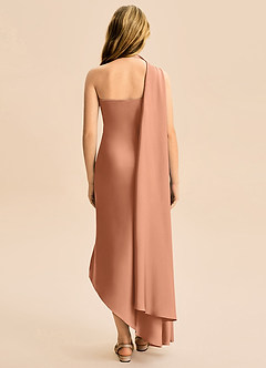 Azazie Briony Junior Etui Plissee Stretch-Satin Kleid Bronzer image2