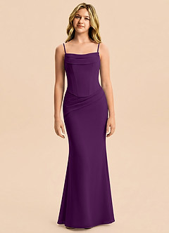 Azazie Sorrel Junior Meerjungfrau-Linie Plissee Chiffon Kleid Traube image5