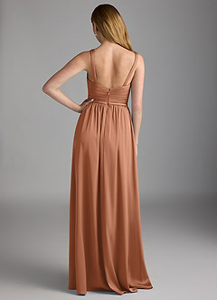 Azazie Chanel Bridesmaid Dresses Bronzer A-Line Pleated Stretch Satin Dress image2