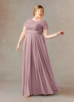 Azazie Annette Mother of the Bride Dresses Dusty Rose A-Line Lace Chiffon Dress image9