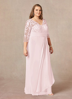 Azazie Joan Abiti per la Madre della Sposa Abito Tubino in Chiffon con Scollo a V in Pizzo Rosa Rossore image9