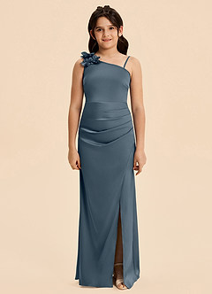 Azazie Remi Junior Twilight Sheath Side Slit Stretch Satin Dress image7