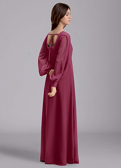 Azazie Bondi Junior Vestido de Mora de Gasa de Corte en A con Blusón image6