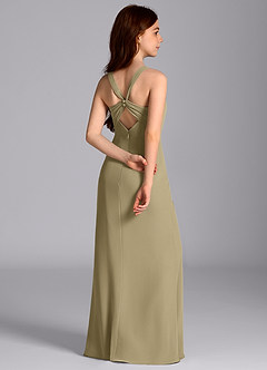 Azazie Mero Junior Moss Green Mermaid Pleated Chiffon Dress image7