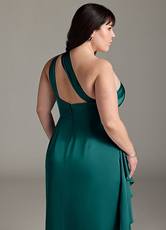Azazie Maive Robes de demoiselle d'honneur Robe Fourreau en Satin extensible Rayé Paon image12