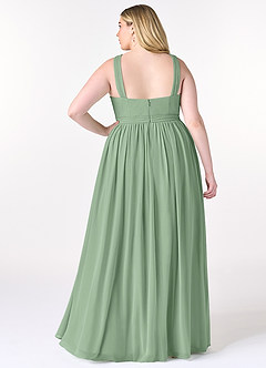 Azazie Elvira Abiti da Damigella Abito A-Line in Chiffon Plissettato Matcha image8