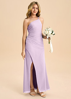 Azazie Eren Junior Frosted Lilac A-Line Pleated Chiffon Dress image3