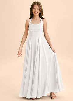 Azazie Kady Junior White A-Line Sweetheart Neckline Chiffon Dress image3