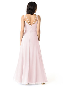 Azazie Janine Bridesmaid Dresses Blushing Pink A-Line V-Neck Chiffon Dress image4