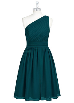 Azazie Katrina Jurken voor bruidsmeisjes Jurk van Chiffon met A-Lijn One-Shoulder Pijnboom image6