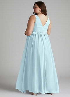 Azazie Yetta Maternity Bridesmaid Dresses A-Line V-Neck Gathered Chiffon Floor-Length Dress image11