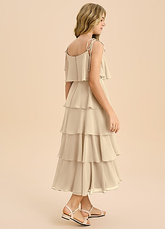 Azazie Shortcake Junior Champagne A-Line Bow Chiffon Dress image7