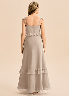 Azazie Tavie Junior Vestido de Gris Pardo de Gasa de Corte en A con Volante image2