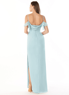 Azazie Emeralda Robes de demoiselle d'honneur Robe Fourreau en Mousseline de soie Épaule décolletée Brume image2