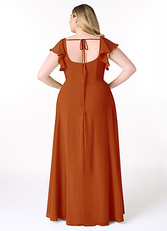 Azazie Bondi Brautjungfernkleider A-Linie Gekräuselt Chiffon Kleid Paprika image8