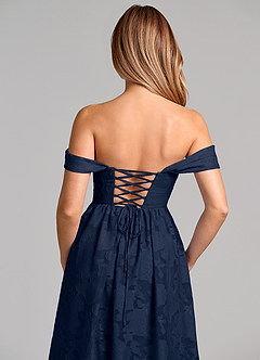 Azazie Hattie Brudtärnklänningar Klä av A-Linje i Blommig Utbrändhet Korsett Mörk Marinblå image2