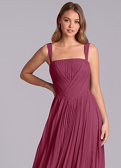 Azazie Mina Final Sale Mulberry A-Line Pleated Chiffon Dress image2