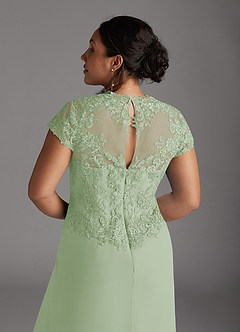Azazie Junie Mère de la mariée Robes Robe Trapèze en Mousseline de soie Dentelle Vert Sauge image3
