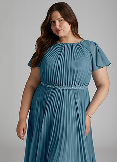 Azazie Kara Modest brudtärna klänningar Klänning A-Line Plisserad Golvlängd Chiffong image15