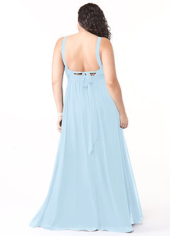 Azazie Aziza Bridesmaid Dresses Sky Blue A-Line V-Neck Pleated Chiffon Dress image8