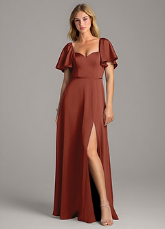 Azazie Chloe At-home Try On Dresses Matcha A-Line Sweetheart Neckline Stretch Satin Dress image4
