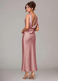 Azazie Rylina 신부 들러리 드레스 인어 주름진 스트레치 새틴 발목 길이 드레스 image5