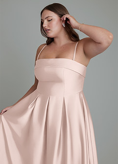 Azazie Lucienne Bridesmaid Dresses Blushing Pink A-Line Strapless Stretch Satin Convertible Dress image13