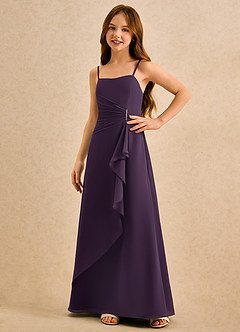Azazie lolly Girls Formal Flower Girl Dresses Plum A-Line Pleated Chiffon Dress image5
