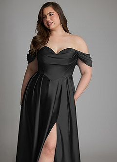 Azazie Loisa Brudtärnklänningar Klänning av A-linje i Stretch Satin Off the shoulder Svart image15