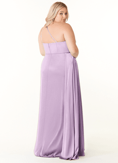 Azazie Maron Bridesmaid Dresses Frosted Lilac A-Line One Shoulder Stretch Satin Dress image9