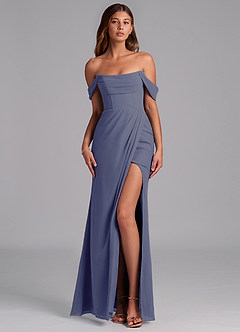 Azazie Johana Jurken voor bruidsmeisjes Converteerbaar Jurk van Chiffon met Zeemeermin Off the Shoulder Stormachtig image1