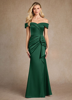 Azazie Laredo vestidos de madre de la novia Vestido de Verde Oscuro de Satén Elástico de Sirena con Vestidos sin tirantes image1