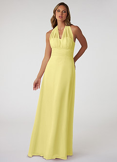 Azazie Fifi Bridesmaid Dresses Lemon Sorbet A-Line Strapless Chiffon Convertible Dress image2