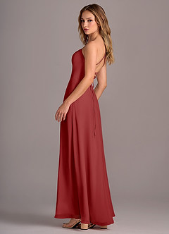 Azazie Mei Bridesmaid Dresses Rust A-Line Chiffon Dress image5