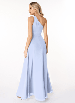 Azazie Dallas Bridesmaid Dresses Ice A-Line One Shoulder Chiffon Dress image2