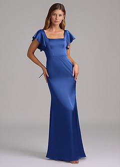 Azazie Elkie Bridesmaid Dresses Royal Blue Mermaid Square Neckline Stretch Satin Dress image5