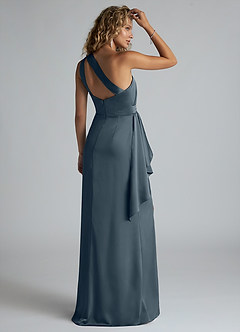 Azazie Maive Bridesmaid Dresses Twilight Sheath Ruched Stretch Satin Dress image3