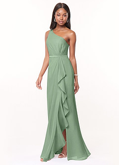 Azazie Liza Vestidos de madrinha de casamento Vestir Matchá de Chiffon de sereia com Um ombro image1