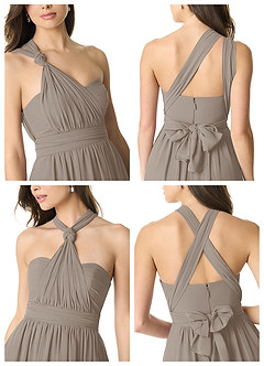 Azazie Olani Bridesmaid Dresses Taupe A-Line Off the Shoulder Chiffon Convertible Dress image7