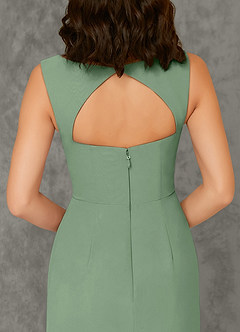 Azazie Flori Bridesmaid Dresses Matcha Sheath Square Neckline Chiffon Dress image3