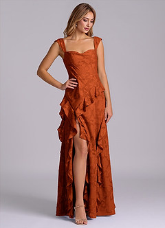Azazie Sloane Bridesmaid Dresses Paprika A-Line Sweetheart Neckline Floral Burnout Dress image4