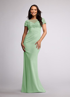 Azazie Susan Mother of the Bride Dresses Dusty Sage Sheath Lace Stretch Crepe Dress image1