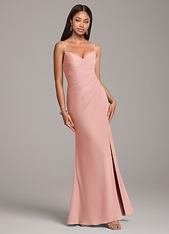Azazie Yola Bridesmaid Dresses Rosette Sheath Pleated Chiffon Convertible Dress image5