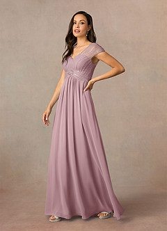Azazie Star Mother of the Bride Dresses Dusty Rose A-Line V-Neck sequins Chiffon Dress image2