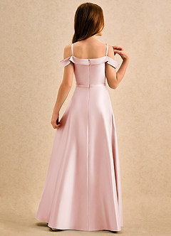 Azazie Jupie Girls Formal vestidos de niña de las flores Vestido de Rosa Rubor de Satin Mate de Corte en A con Plisado image2