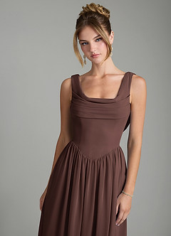 Azazie Novi Brautjungfernkleider A-Linie Plissee Chiffon Kleid Ganache image6