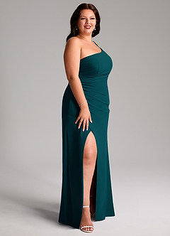 Azazie Eren Bridesmaid Dresses Pine Sheath One Shoulder Chiffon Dress image12