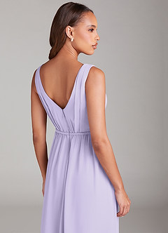 Azazie Tanicia Robes de demoiselle d'honneur Robe Trapèze en Mousseline de soie Plissée Lilas image6