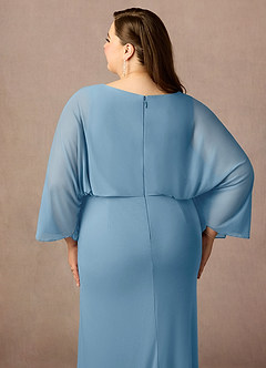 Azazie Ysabella Mother of the Bride Dresses Steel Blue Mermaid Pleated Mesh Dress image11